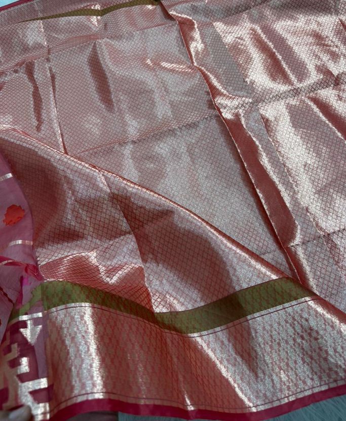siyaramfabrics Floral Print Jamdani Muslin Saree - Image 4