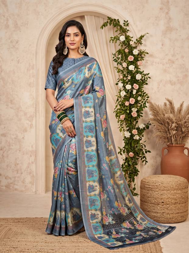PANZORA Printed Daily Wear Silk Blend Saree