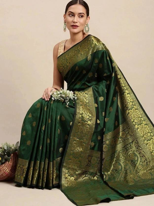 BOUGHTNOW Woven Banarasi Cotton Silk, Jacquard Saree