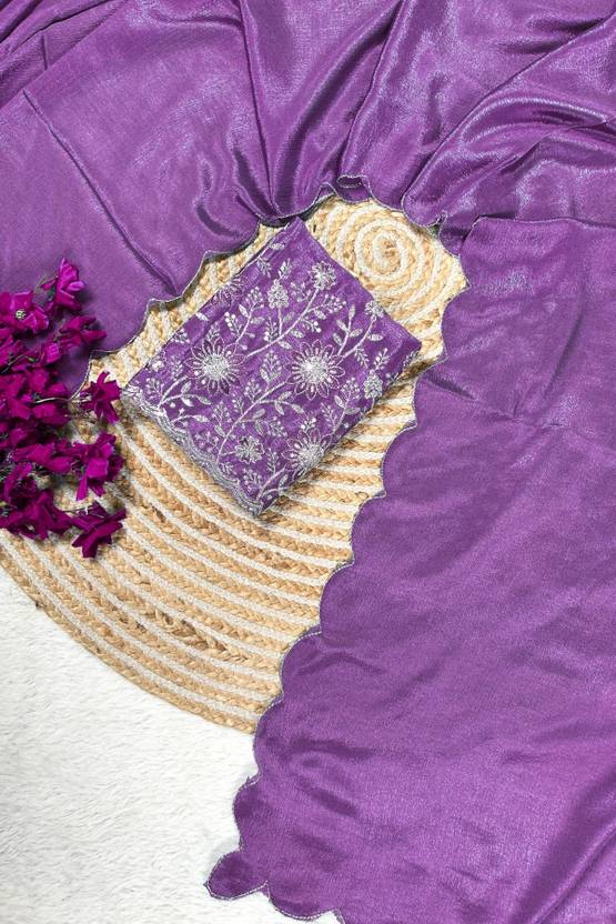 Infyshopy Fashions Embroidered, Self Design, Solid/Plain Bhagalpuri Georgette Saree