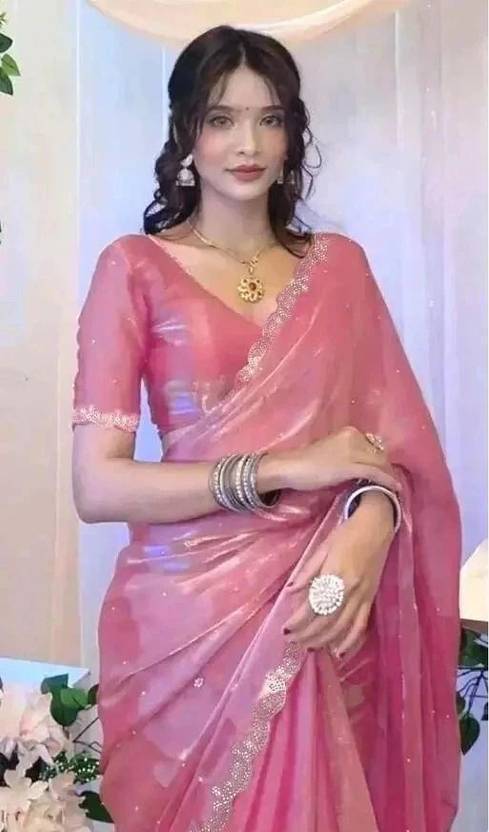SOUNDARYA SILK Floral Print, Solid/Plain Bollywood Organza Saree