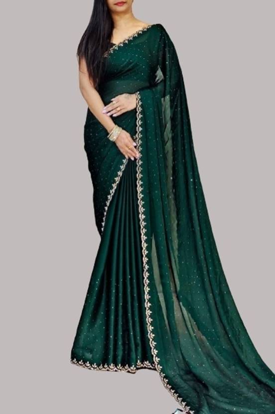 KAKADIYA CREATION Embellished Bollywood Chiffon Saree (Green)
