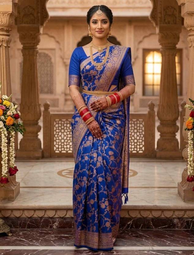 Vivatra Self Design Kanjivaram Silk Blend Saree
