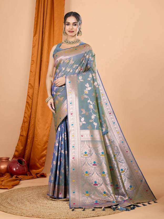 VIYANSH CREATION Woven Banarasi Satin, Pure Silk Saree