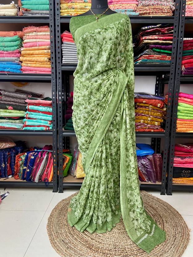 bhavika silk mills Floral Print, Printed Daily Wear Georgette Saree