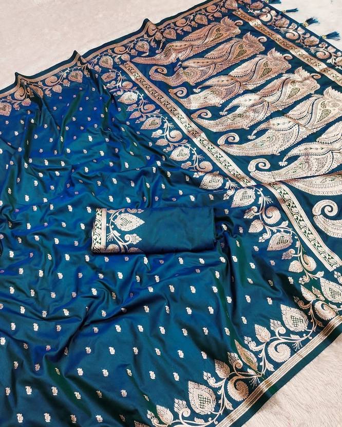 BOXWIN Printed Banarasi Jacquard Saree