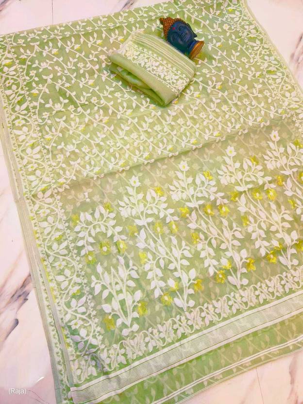 Averis collection Printed Jamdani Handloom Cotton Silk Saree