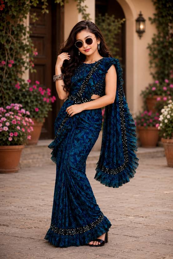 BBSCHOICE Embellished Venkatagiri Lycra Blend Saree