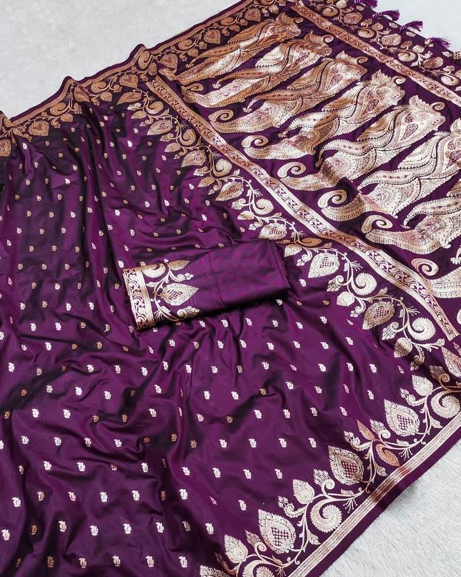 VIYANSH CREATION Woven Banarasi Pure Silk, Satin Saree