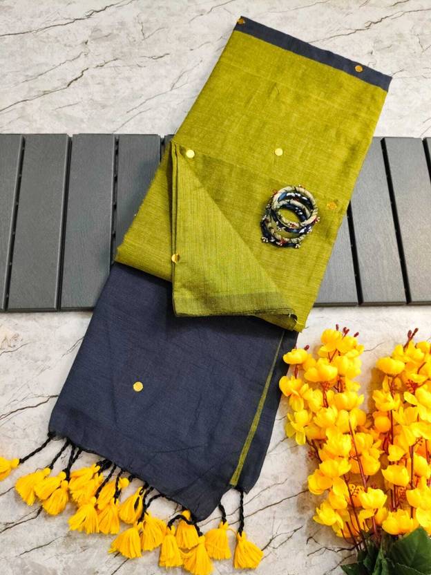 BargitFashion Color Block Daily Wear Khadi Saree