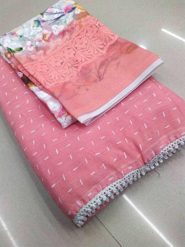 HouseOfCommon Printed Bollywood Georgette Saree (Pink, Multicolor)
