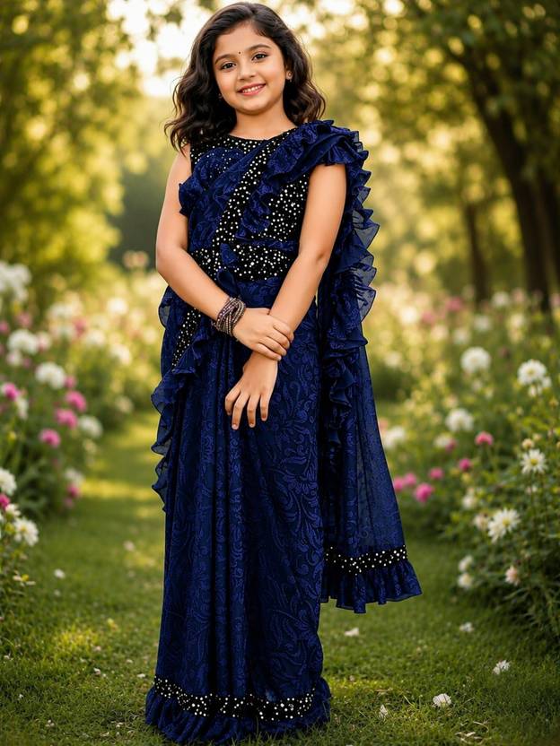 BBSCHOICE Embellished Venkatagiri Lycra Blend Saree