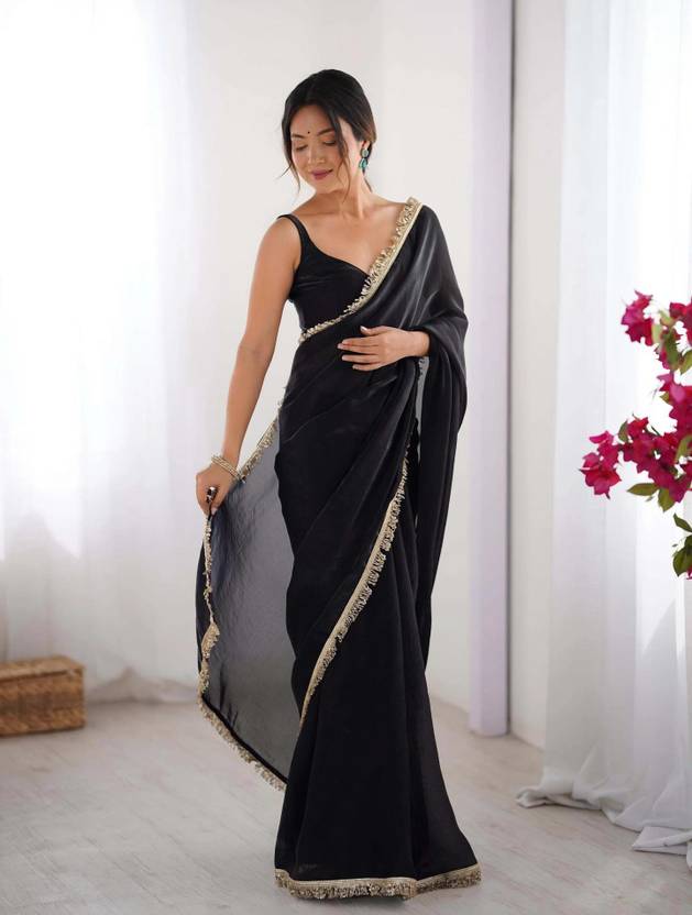 Kalista Embellished, Solid/Plain Bollywood Organza Saree