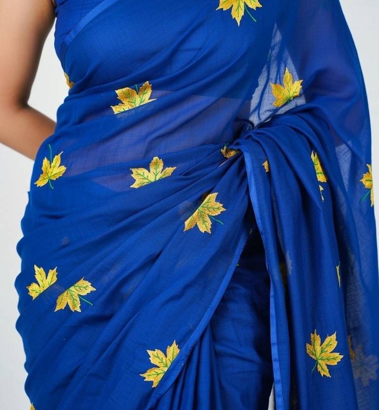 BargitFashion Embroidered Daily Wear Pure Cotton, Khadi Saree