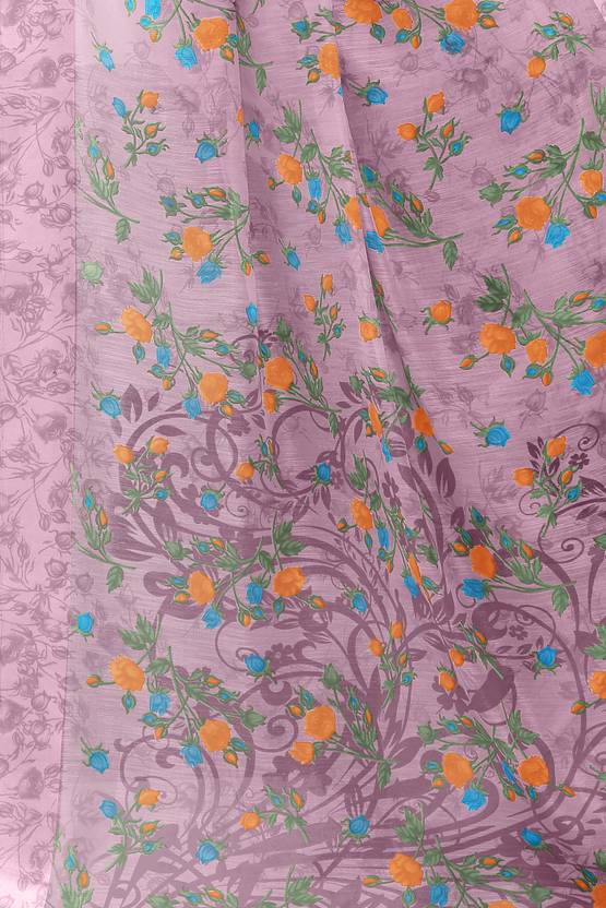 Printed, Floral Print Daily Wear Cotton Blend Saree  (Multicolor, Purple)