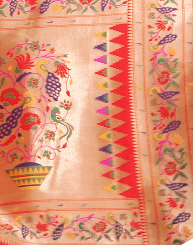 Woven, Embellished, Self Design Patola Art Silk Saree  (Pink, Gold, Multicolor)