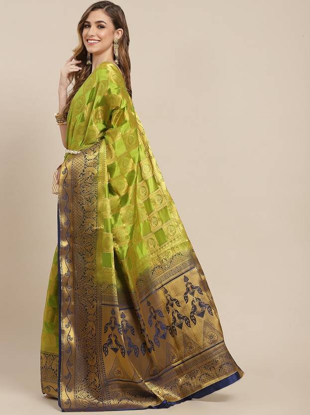 SERONA FABRICS Woven, Printed Banarasi Cotton Silk Saree
