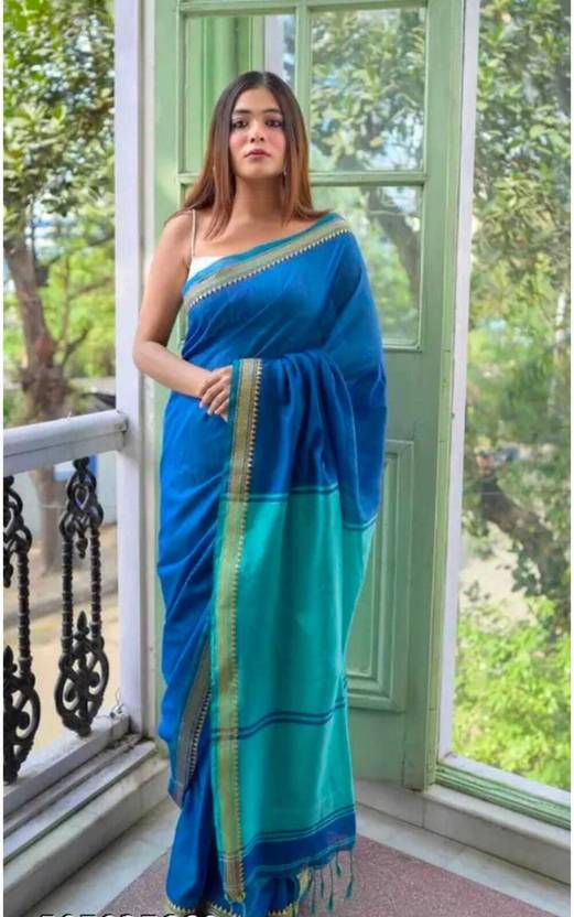 BargitFashion Solid/Plain Daily Wear Khadi Saree