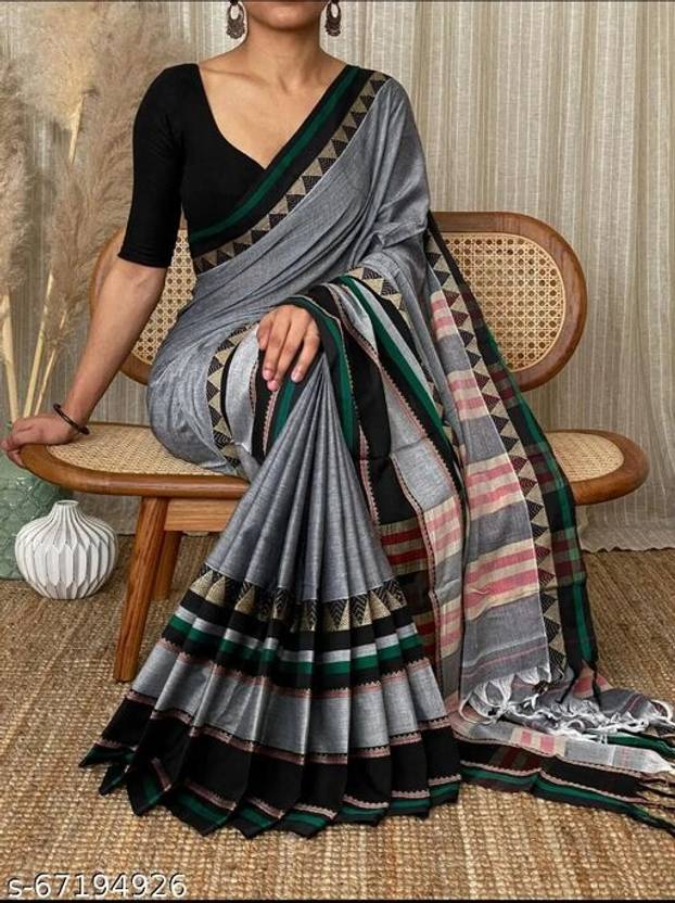Balika bodhu Floral Print Handloom Pure Cotton Saree