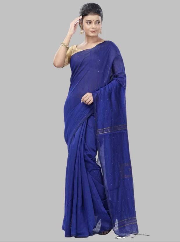 ASIMA TEXTILE Solid/Plain Daily Wear Handloom Cotton Blend Saree