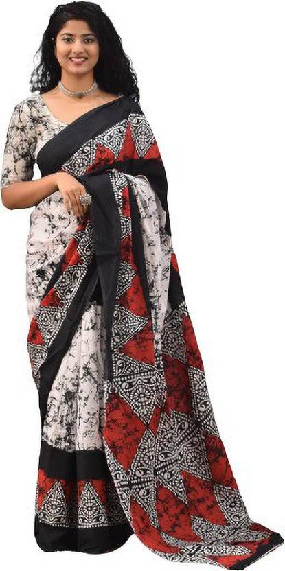 Clothonus Printed, Self Design, Hand Painted, Blocked Printed, Graphic Print Ikkat Pure Cotton Saree