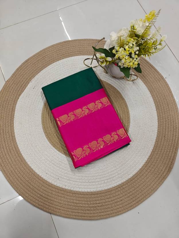 GRISHU COLLECTION Woven Kanjivaram Cotton Silk Saree