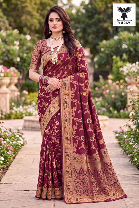 YUGLY Woven Banarasi Pure Silk Saree