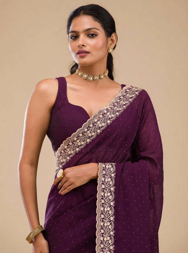 KOSKII Embroidered Bollywood Silk Blend Saree