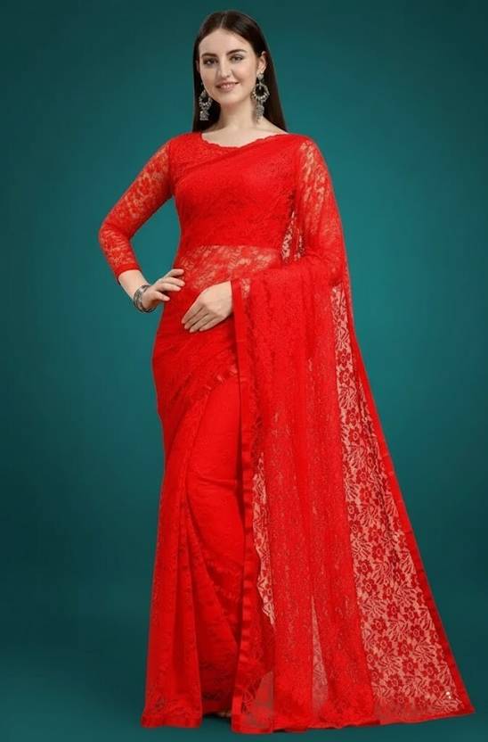 Vraggi Floral Print Bollywood Net Saree