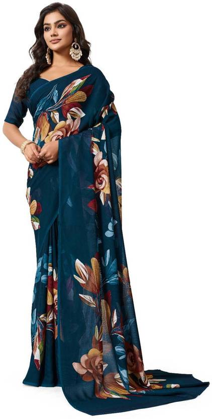 TTH Floral Print, Geometric Print, Printed Daily Wear Georgette Saree