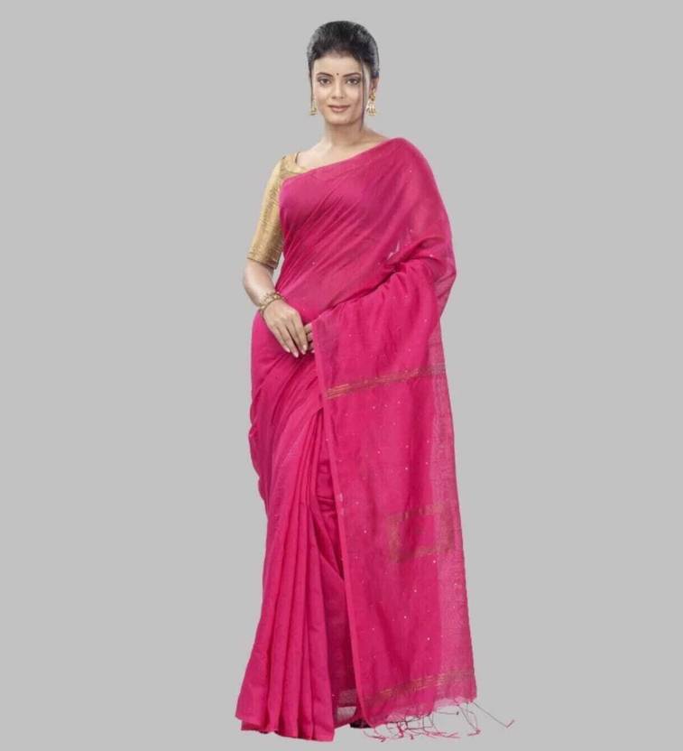 ASIMA TEXTILE Solid/Plain Daily Wear Handloom Cotton Blend Saree