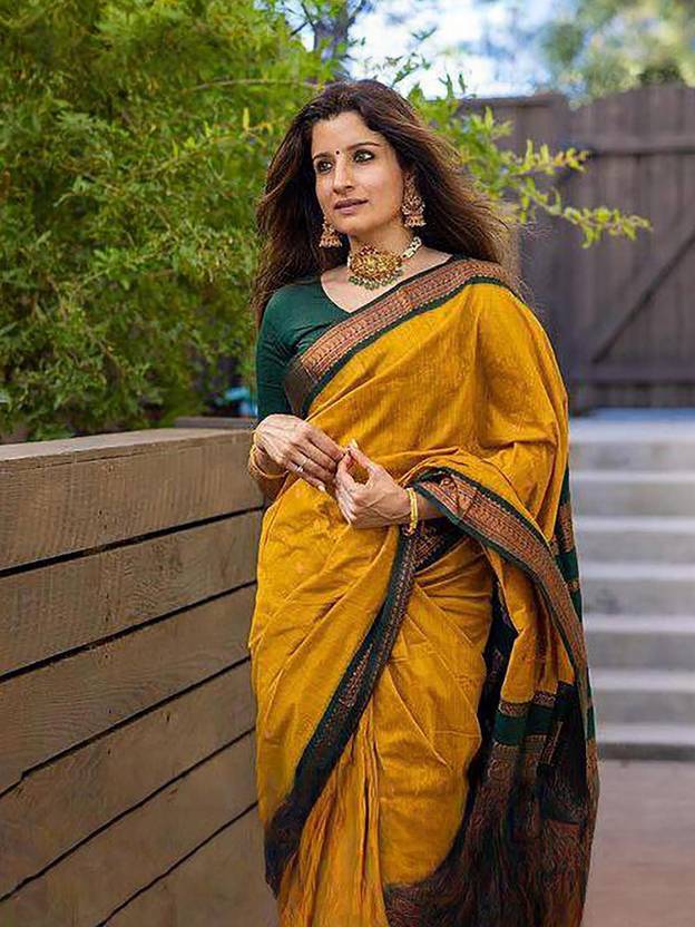 AMRUTKALA SAREES Self Design Kanjivaram Silk Blend Saree