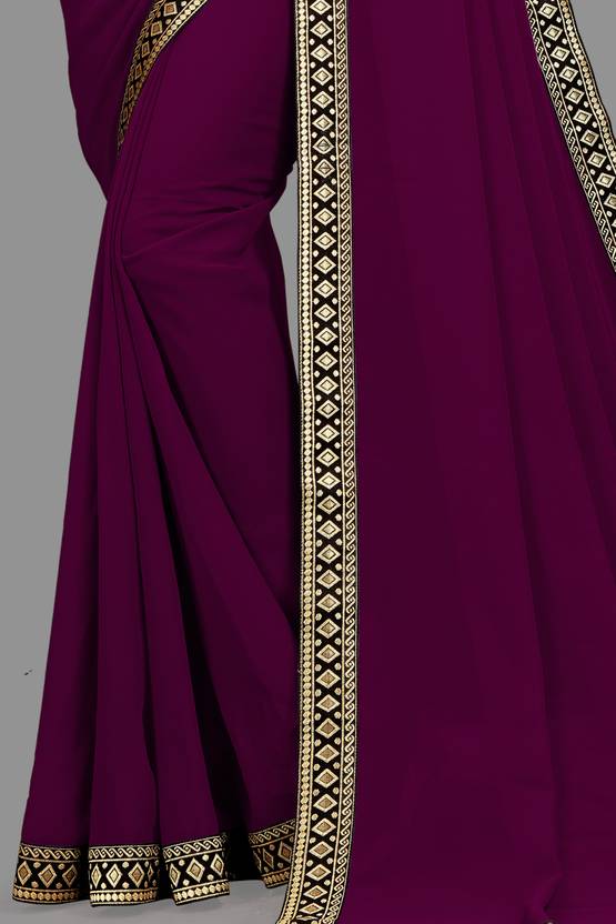Embellished Bhagalpuri Georgette Saree  (Purple)