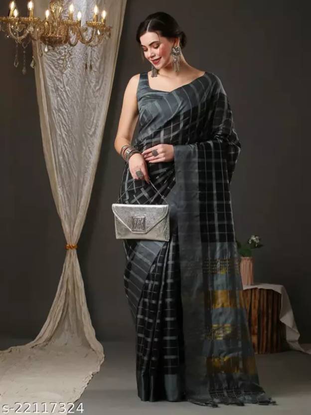 VJ FASHION Self Design Banarasi Cotton Blend Saree