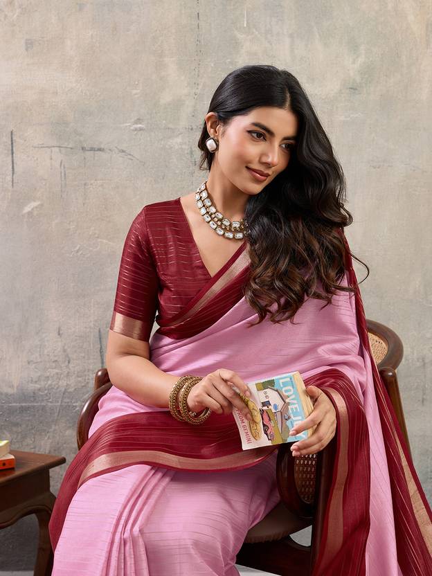 MIWAFASHION Printed, Woven Banarasi Silk Blend Saree