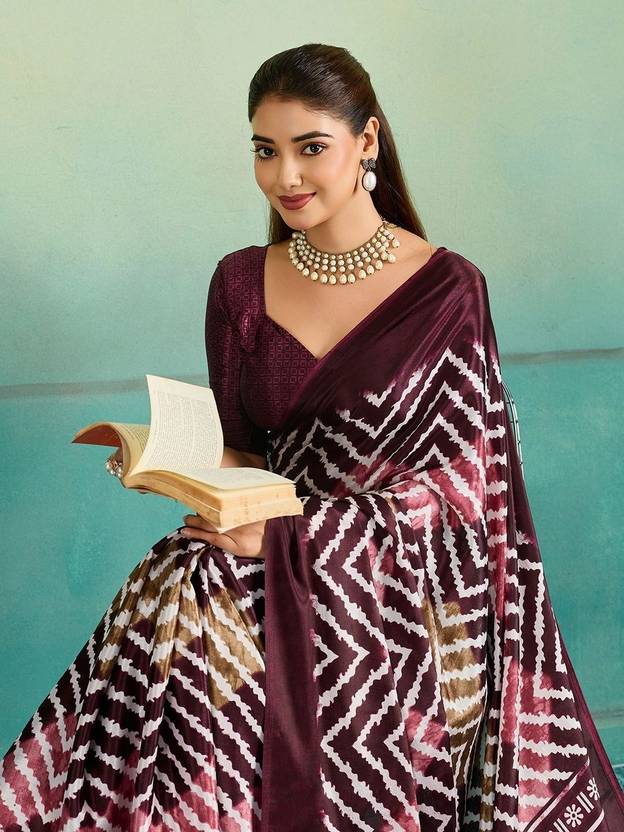 KALINI Printed Daily Wear Silk Blend Saree