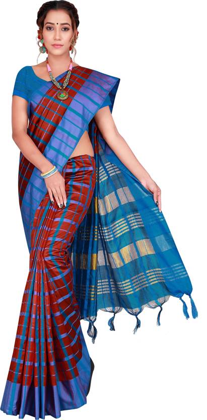 Shaibo saree Checkered Daily Wear Cotton Silk Saree