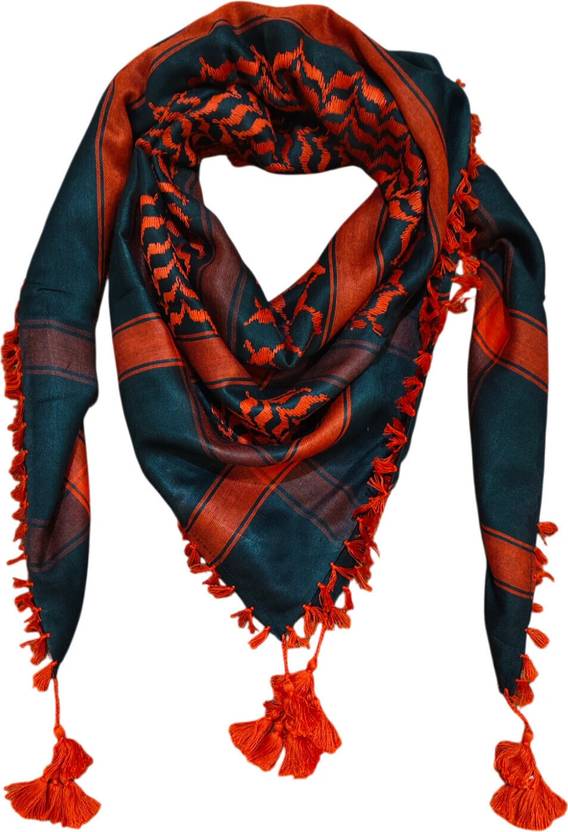 BAKKAH Woven Cotton Blend Men Black, Red Fancy Scarf, Scarf, Stole, Faux Turtleneck Neck Cover