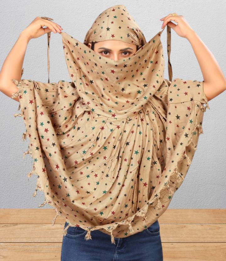HOJIAX Printed Pure Cotton Women Gold Scarf