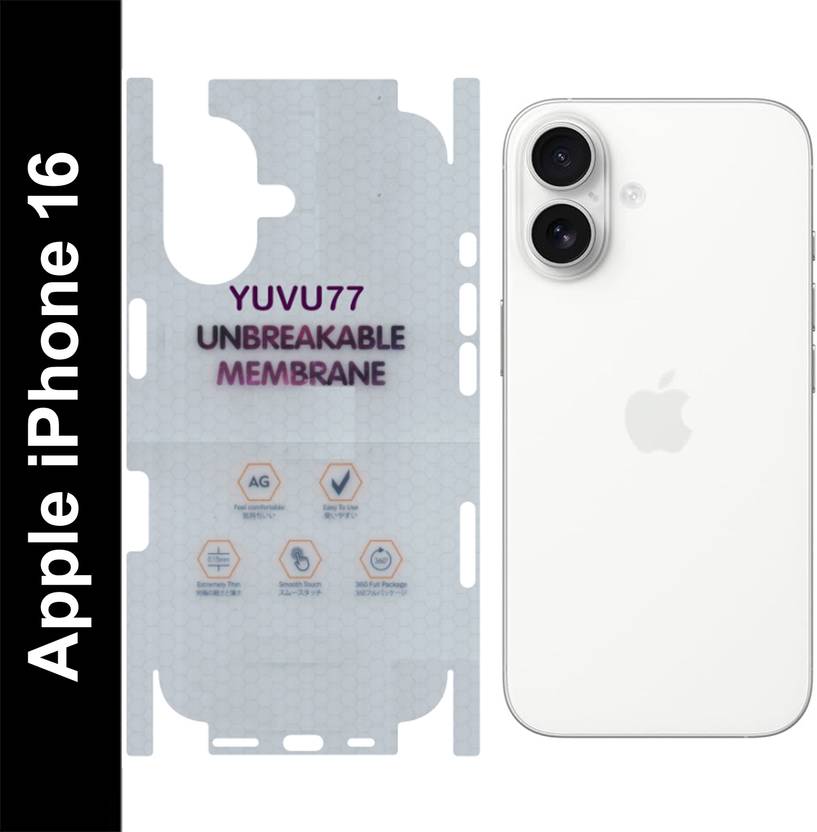yuvu77 Back Screen Guard for Apple iPhone 16, Membrane with 360 coverage