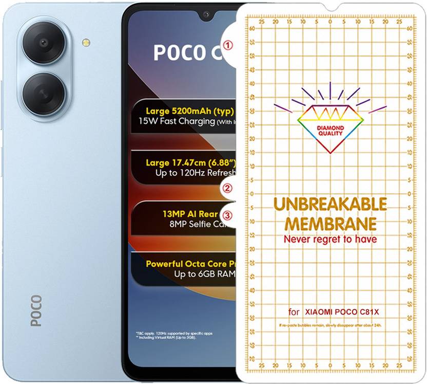 Blate Edge To Edge Screen Guard for XIAOMI POCO C81X UNBREAKABLE HYDROGEL FLIM GLOSSY MEMBRANE FRONT SCREEN PROTECTOR