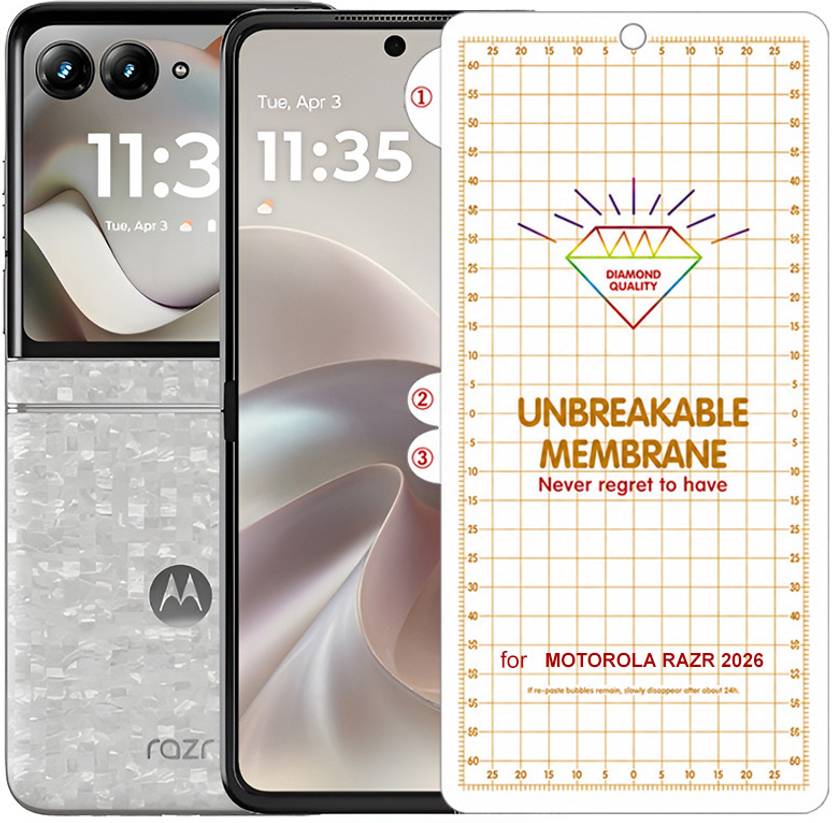 Blate Edge To Edge Screen Guard for MOTOROLA RAZR 2026 UNBREAKABLE HYDROGEL FLIM GLOSSY MEMBRANE FRONT SCREEN PROTECTOR