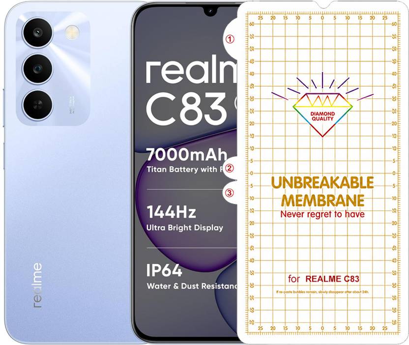 Blate Edge To Edge Screen Guard for REALME C83 UNBREAKABLE HYDROGEL FLIM GLOSSY MEMBRANE FRONT SCREEN PROTECTOR