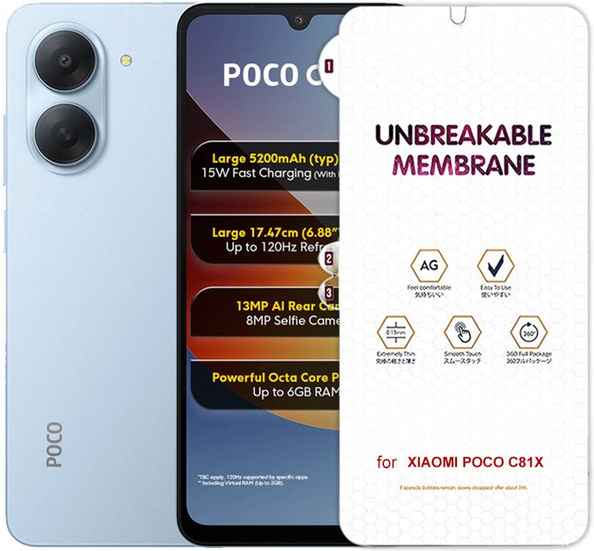 Blate Edge To Edge Screen Guard for XIAOMI POCO C81X UNBREAKABLE HYDROGEL FLIM MATTE MEMBRANE FRONT SCREEN PROTECTOR