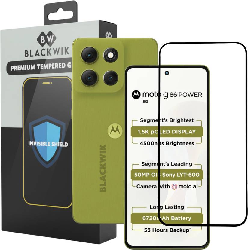 Blackwik Edge To Edge Tempered Glass for moto g86 power 5g /moto g86 Premium Screen Protector Guard with Easy Installation Kit