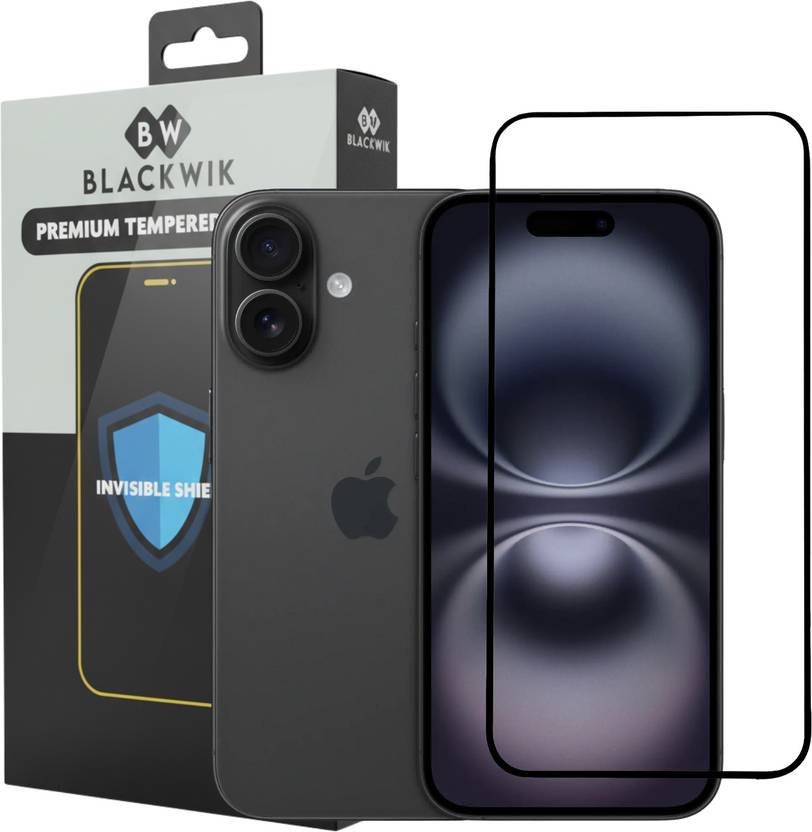 Blackwik Edge To Edge Tempered Glass for iphone 16 / i phone 15 Premium Screen Protector Guard with Easy Installation Kit