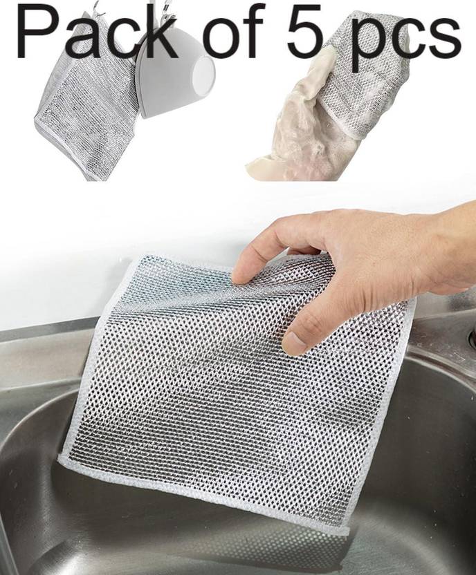 CareHut Non-Scratch Wire Dishwashing Multipurpose Cleaning Scrubber for Kitchen 5 Pcs_w8 Stainless Steel Scrub