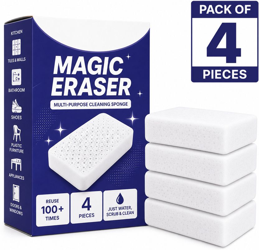 Kaccha Nimbu Magic Eraser Cleaning Sponge, Pack of 4 - Image 6