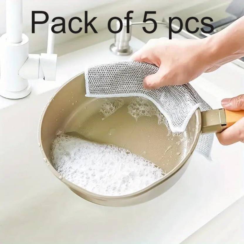 CareHut Non-Scratch Wire Dishwashing Multipurpose Cleaning Scrubber for Kitchen 5 Pcs_w7 Scrub Pad