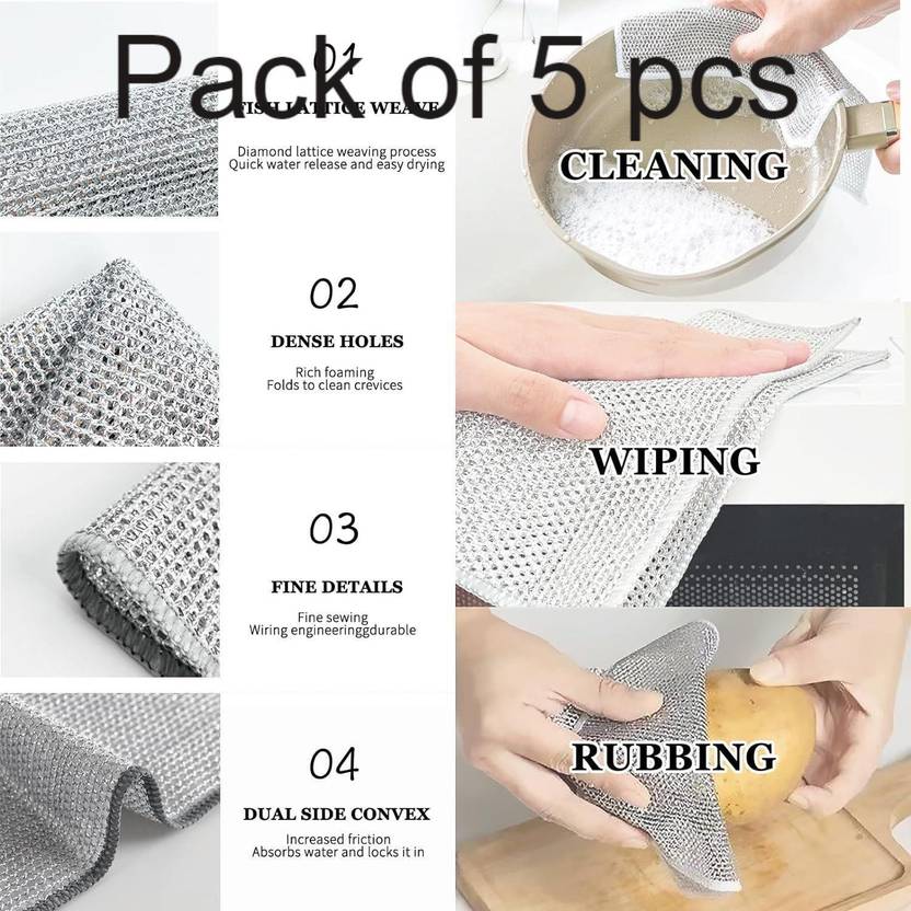 CareHut Non-Scratch Wire Dishwashing Multipurpose Cleaning Scrubber for Kitchen 5 Pcs_w9 Scrub Pad
